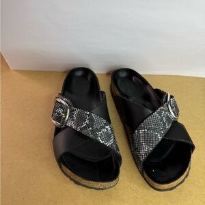 Birkenstock Black and Gray Snakeskin Sandals 40